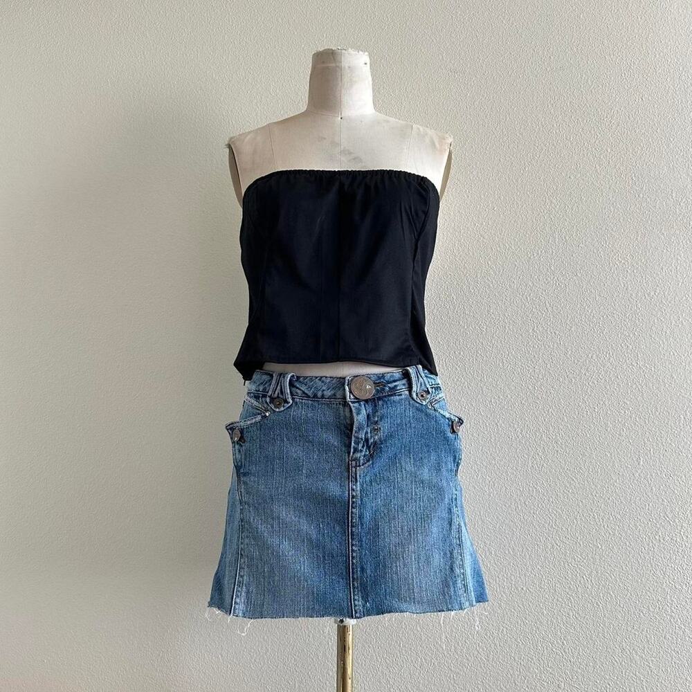 handmade black corset style strapless tube top